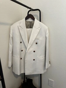 3PC White Double Breasted Custom Made Suit - Picture 1 of 7