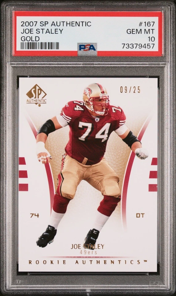 PSA 10  2007 SP Authentic Joe Staley Gold /25 Pop 1 Holy Grail-His Best Rc? - Image 1 of 1
