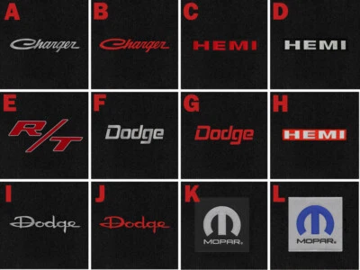 New! 1968 - 1970 Dodge Charger Black Carpet Floor Mats 4 pc SET Embroidered Logo - Image 1 of 4