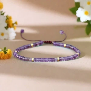 2025NEW Minimalist Bohemian Amethyst Eco-Friendly Purple Women Bracelet Gift - Picture 1 of 10