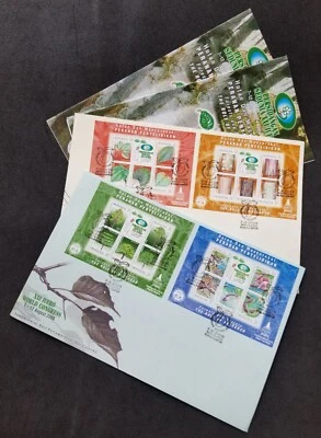 Malasia XXI Congreso IUFRO 2000 Árbol Mariposa Pájaro Pez Gato Serpiente Vida Silvestre FDC Foto 1 de 4