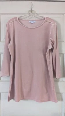 Liz Claiborne размер большой 3/4 рукав блузка верхняя рубашка розовый бархат с золотыми пуговицами - Изображение 1 из 4