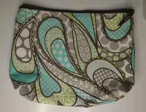 Thirty One Large Zipper Pouch Tasche Retired Pattern Peacock Paisley Blue Green - Bild 1 von 3