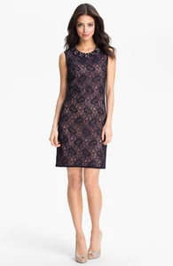 Adrianna Papell Embellished Lace Shift Dress (size 10P) - Picture 1 of 1