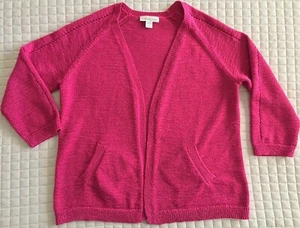 COLDWATER CREEK Women's L 14 Sweater Cardigan Open Front Open Work Trim Texture - Picture 1 of 10