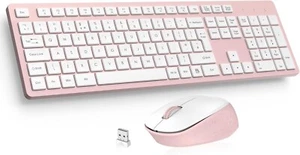 PINK LeadsaiL Wireless Keyboard & Mouse Set Combo Laptop Computer Mac PC UK - Picture 1 of 7