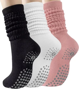 ZANZER (3 Pairs) Scrunch Pilates Grip Socks for Women, Yoga Slouch Socks with... - Picture 1 of 13