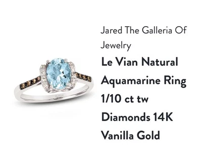 Diamante aguamarina Le Vian oro vainilla 14k talla 7 nuevo nunca usado Foto 1 de 4