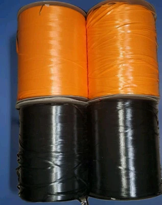 (4) Berwick Offray 3/16”  15,000 yd Curling Ribbon Curl BLACK Orange 10 in Tall - Image 1 of 4