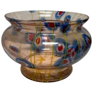 Vintage 1930s Ernst Steinwald & Co. Kralik Lines & Canes Art Glass Footed Bowl - Picture 1 of 11