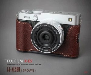 LIM'S Genuine Leather Camera Half Case Dovetail Plate For FUJI X-E5 Brwon - Picture 1 of 14
