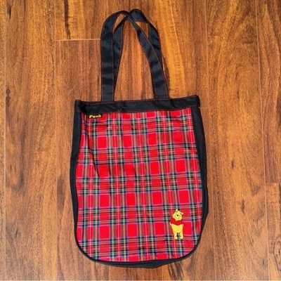 Vintage Disney Winnie the Pooh Plaid Tote Bag Red Tartan Shoulder Bag Y2K - Image 1 of 4