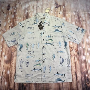 NUEVO CON ETIQUETAS Camisa Hawaiana Kahala 1936 Para Hombre Estampado de Peces Manga Corta Abotonada Talla Grande - Imagen 1 de 13