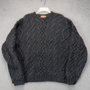Woolrich Sweater Mens XL Gray Cable Knit Hand Knit Crewneck Pullover Jumper - Picture 1 of 11