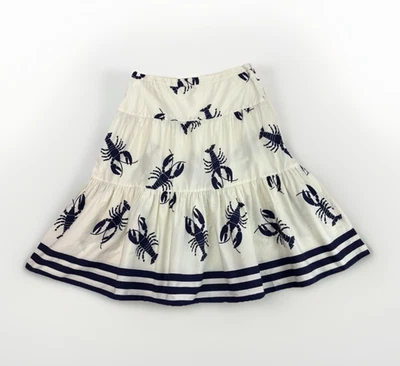 Falda midi J.Crew Y2K azul langostas en capas talla 8 algodón preppy vacaciones costeras Foto 1 de 4