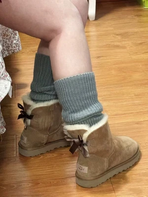 UGG AUSTRALIA Women's Shoes UGG Brown Suede MINI BAILEY BOW II Slip On Ankle Boots New