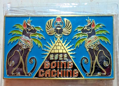 2022 Going Caching - Unactivated Patron Geocoin - Egyptian Bastet - Image 1 of 2