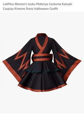 LoliMiss Women's Izuku Midoriya Costume Katsuki Cosplay Kimono Dress Large New - Image 1 of 4