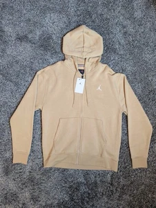 Nike Air Jordan Full Zip Fleece Hoodie Hemp Brown White Men's Size Large NEW - Picture 1 of 3