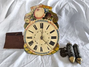 Alte Schwarzwälder Schilderuhr groß Stollenuhr für Hinterpendel Wanduhr Gewichte - Bild 1 von 24