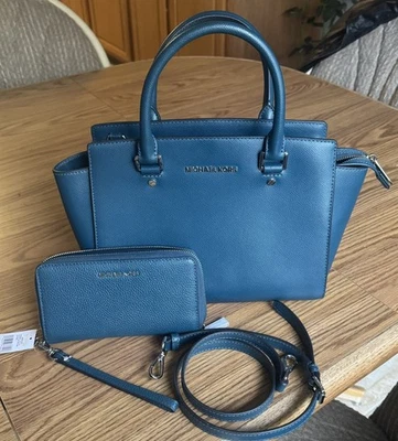 Michael Kors Medium Selma Saffiano Leather Crossbody Bag Purse & Wallet Set  - Image 1 of 4