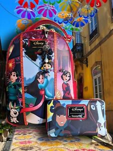 NWT! Loungefly LOT Disney Mulan Outfits Mini Backpack, Wallet & CHARM