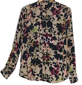 David Lawrence Size 12 Silk Blend Floral Button Down Long Sleeve Blouse Shirt - Picture 1 of 6
