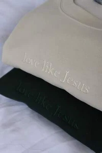 Embroidered 'love like Jesus' Hoodie, Crew Neck Long Sleeve, Classic fit, Unisex - Picture 1 of 35