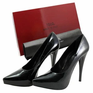 1969 Lackpumps Gr. 42 Leder Plateau High Heels Hand Made in Italy Luxus pur - Bild 1 von 10