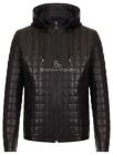 Men Quilted Jacket Black Detachable Hood Real Lambskin Hoodie Winter Jacket 3043