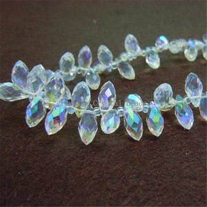 95pcs 6*12mm U Pick Color Faceted Teardrop Beads Glass Crystal Beads DIY