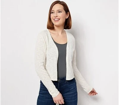 Joan Rivers 棉混纺粗纺开衫-奶油色-2X-全新-A495915 — 第 1/3 张图片