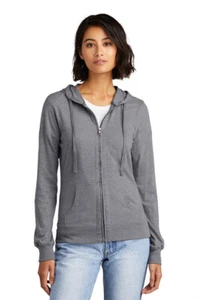 District DT2100 Women's Fitted Jersey Full-Zip 4.4oz Hoodie Long Sleeve - Picture 1 of 5