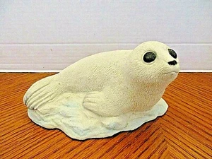 Beautiful Sand Art White Harp Seal Figurine - 7 1/2" Long - - Picture 1 of 6