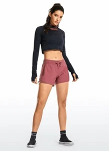 CRZ YOGA Women's Quick-Dry Feathery-Fit Running Shorts with Drawstring 4" Inseam - Picture 1 of 18