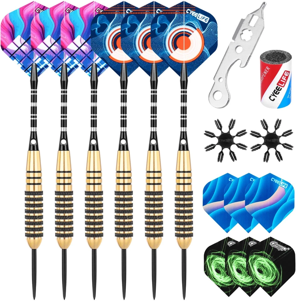 CYEELIFE 20/22/24/26/30g Steel Tip Darts set with Aluminium Shafts+Flights+Tool+Sharpener