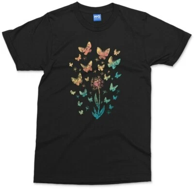 MOG PRINT Butterflies Art T-shirt Beautiful Butterfly Top Gift for Girls Women Ladies Tee