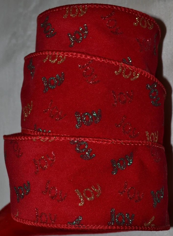 Wired Ribbon~Christmas Red Velvet~Sparkle Joy~Holiday~Winter~2.25"~Wreath~Bow - Image 1 of 1