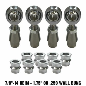 7/8" Chromoly Heim Joint 1.75" OD .250 Wall Sway Bar Tie Rod End Kit HMS Spacers - Picture 1 of 6