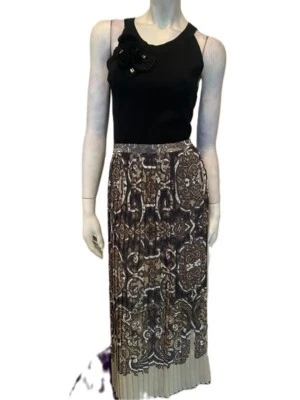 Michael Kors Khaki, Black, Tan & Brown Pleated Long, Maxi Skirt ( XL ) NWT $130 - Image 1 of 3