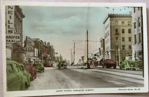 Pliegue centro de fotos reales coloreado a mano Canadá RPPC Jasper Avenue EDMONTON Alberta - Imagen 1 de 2