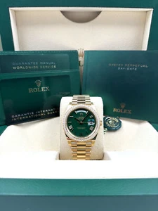 Rolex Day Date 40mm Diamond Bezel Green Roman Dial Yellow Gold 228348RBR B&P '24 - Picture 1 of 12