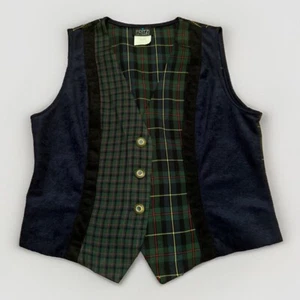 Chaleco verde abotonado diseño a cuadros Fritzi California vintage talla M - Imagen 1 de 9