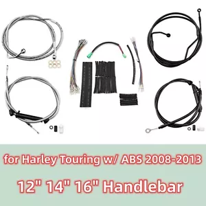 Kit de cables de manillar extendidos de 12" 14" 16" para Harley Touring con ABS 2008-2013 - Imagen 1 de 10