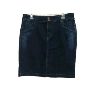 Christopher & Banks Womens sz 12 Jean Skirt Dark Wash Faded Denim Pencil Knee - Picture 1 of 4