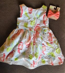 Crazy 8 Spring Party Dress Up Parakeet Bird Dress & Hair Bow Sz 18-24 Months EUC - Picture 1 of 3
