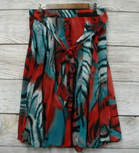 Mix Nouveau Skirt Womens Large Sheer Lined Multi Color Floral Midi Tie Waist New - Picture 1 of 3
