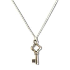 Silver Key Necklace 16-18 Sterling Silver Charm Pendant