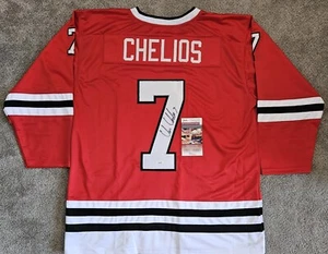 CHRIS CHELIOS SIGNED CUSTOM XL CHICAGO BLACKHAWKS JERSEY, JSA COA #WPP738079 - Picture 1 of 3