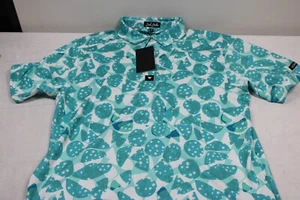 Bad Birdie Bam Bam Golf Polo Shirt Blue Teal Green Mens Size Large L New NWT